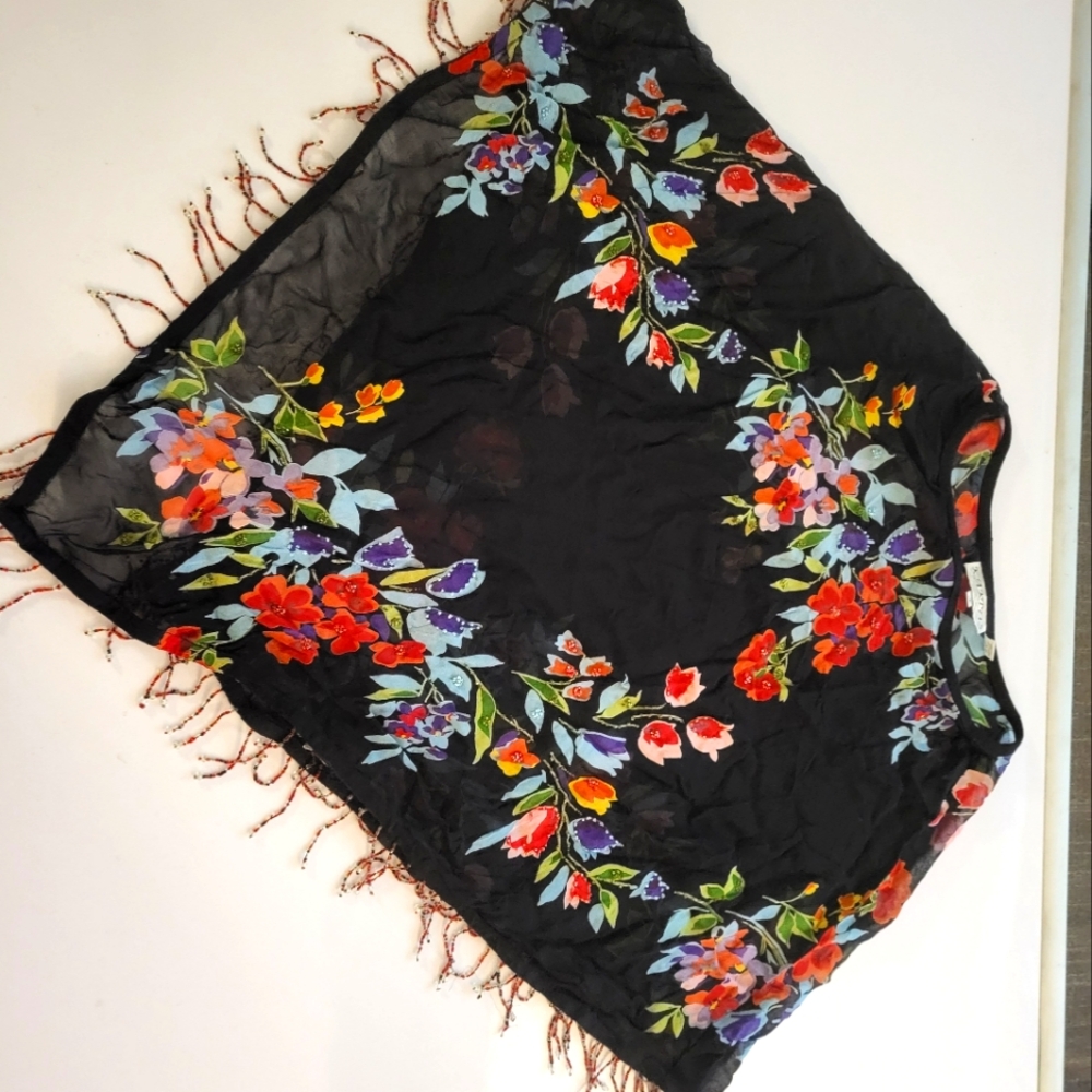 Boutique Sheer hippie floral wrap/shall size XL Bohemian boho.  Brand Kaktus